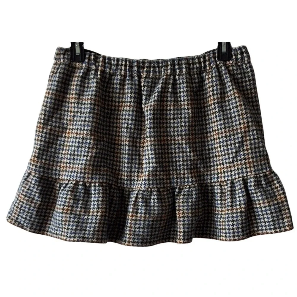 NWOT J.Crew Plus 14 Houndstooth Ruffle Skirt 100% Wool W/Pockets Preppy Coastal‎ - Picture 4 of 8